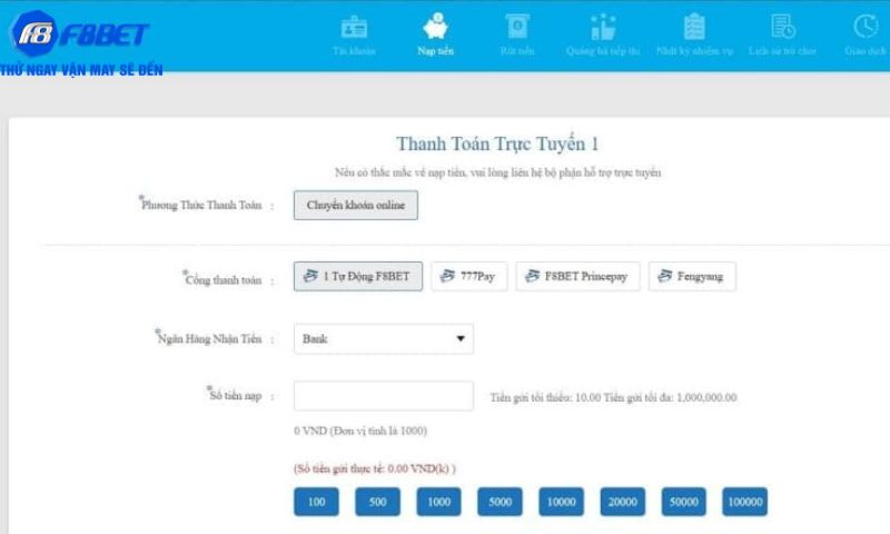 Nạp tiền F8BET đúng cách để tối ưu ưu đãi và quyền lợi