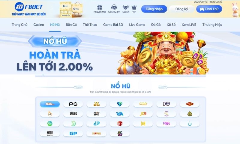 Nổ hũ F8BET: Kho slot đa dạng, nổ hũ cực khủng mỗi ngày